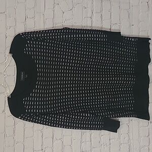 Black Silver Lightweight 3/4 Sleeve Tunic Length Sweater Size 14/16 Lane Bryant